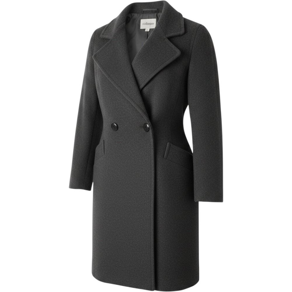 Vintage Steilmann Charcoal Grey Wool Blend Double Breasted Coat West Germany 12